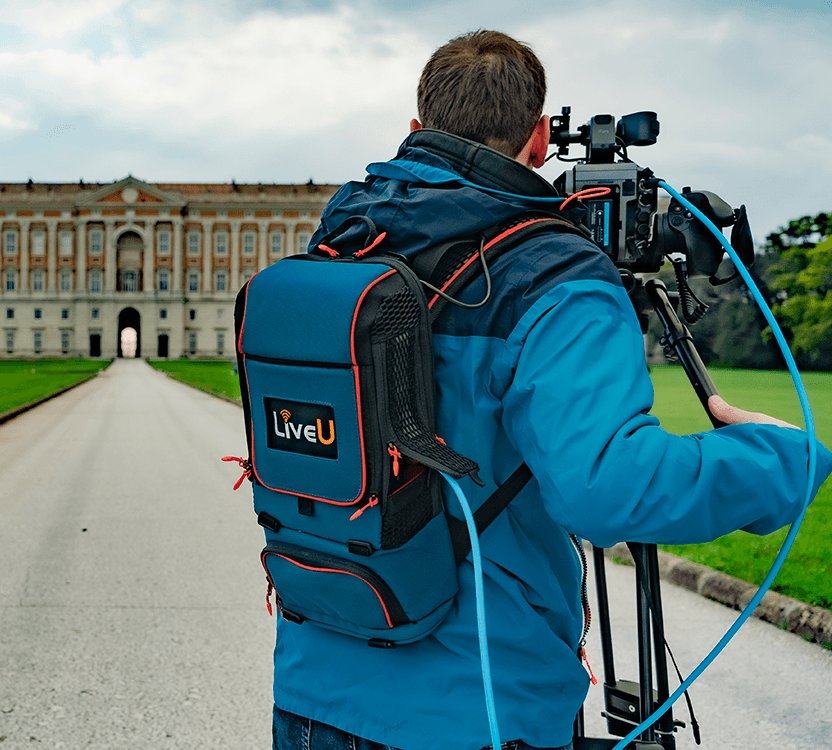 Reporter broadcasting live with LiveU equipment rental Houston TX